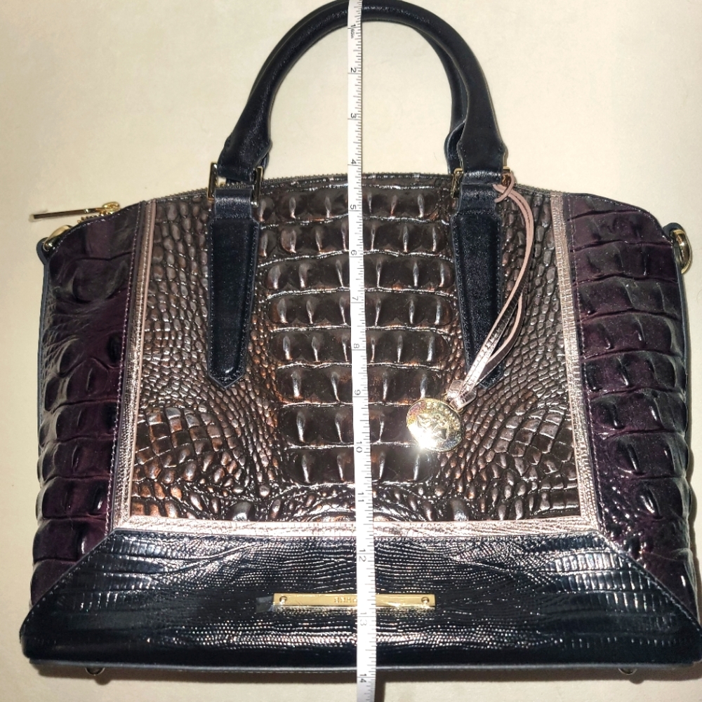 BRAHMIN NWT Med Duxbury Ironwood Alzette, Orig. $315, save $55 Black/Silver/Grey